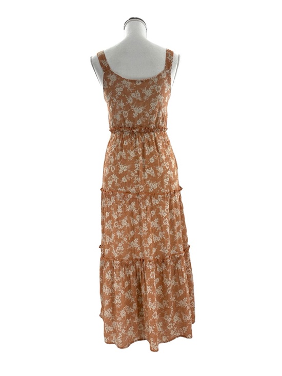 Blu Pepper Terracotta Floral Tiered Midi Dress M - Picture 5 of 10